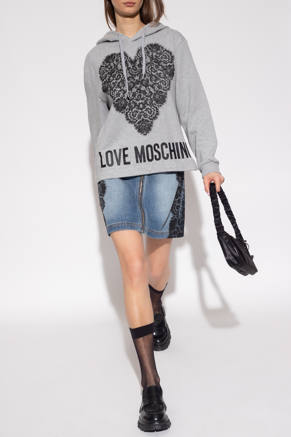 printed hoodie Love Moschino Grey Logo IetpShops Egypt